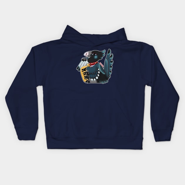 Maneki Raptor in Blue & Black Kids Hoodie by alekivz